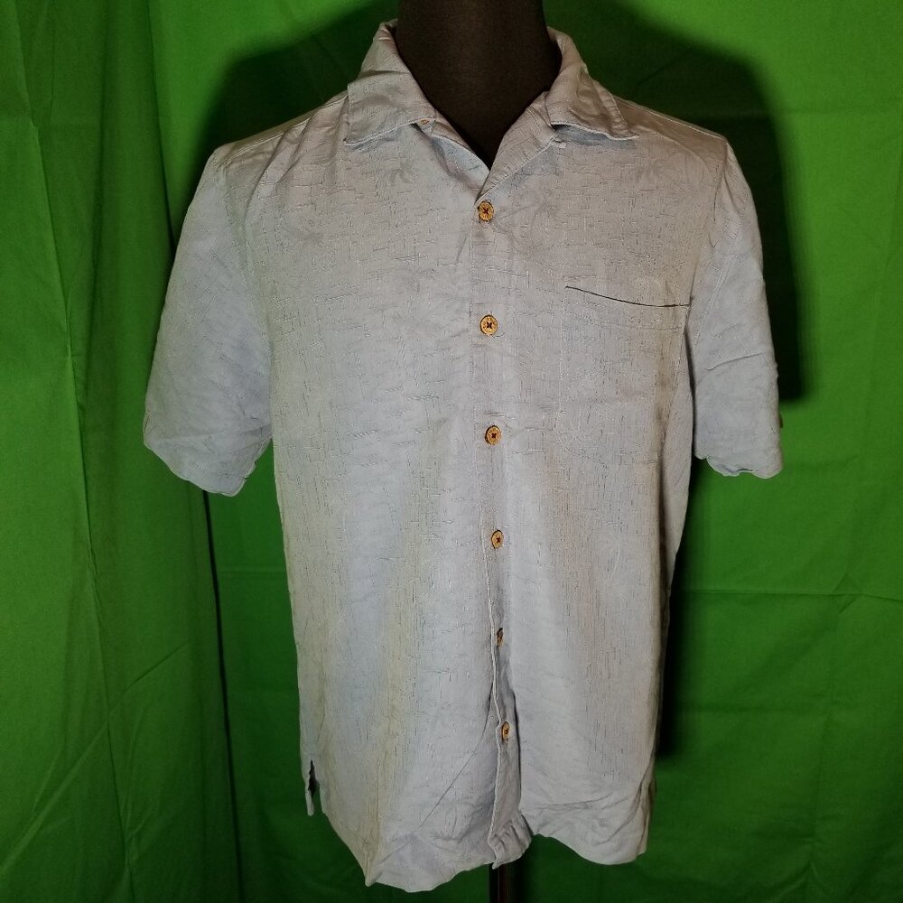 Caribbean Joe Ocean Blue Button Up Men Medium Island Tropical Beach Retro Cruise